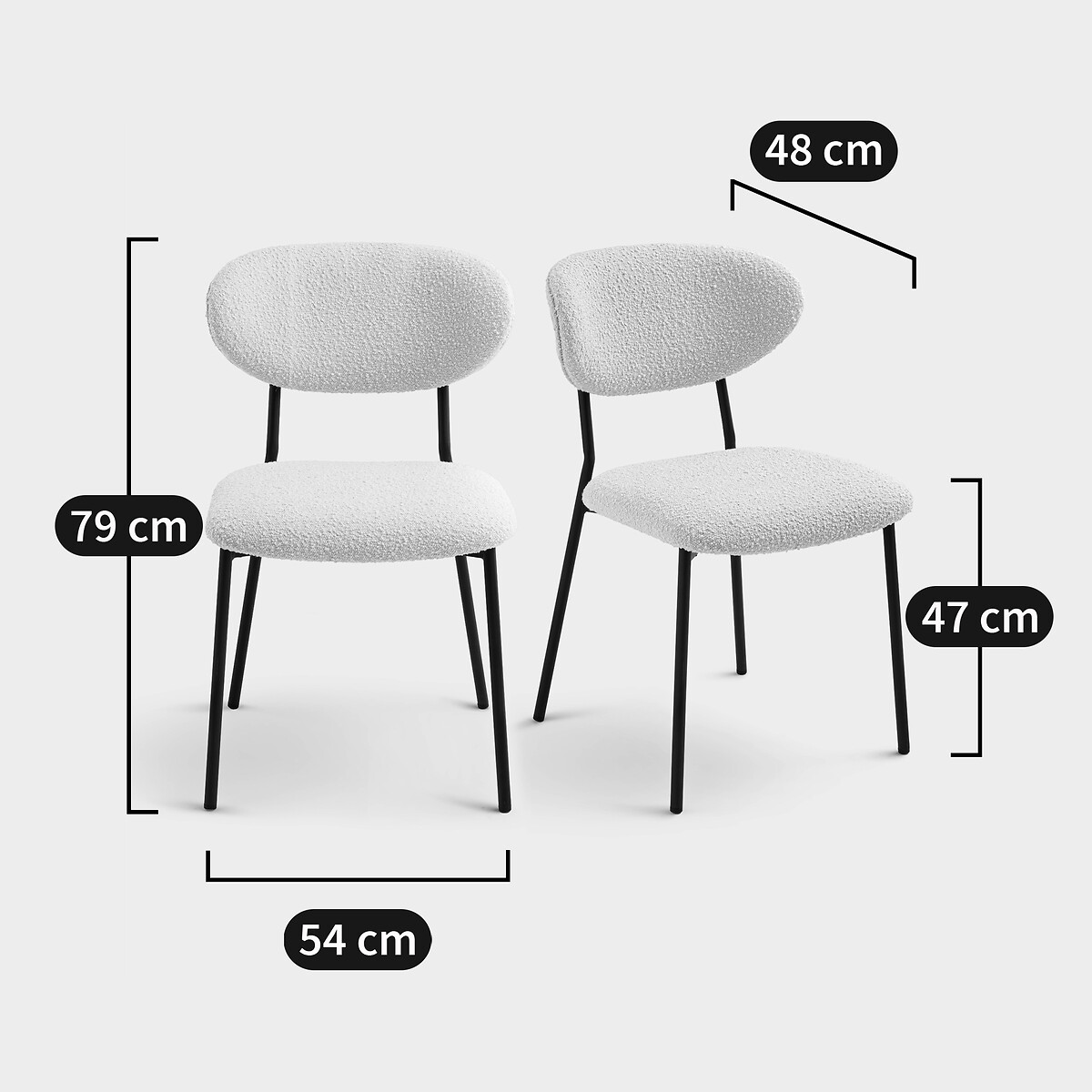 Lot de 2 chaises tissu bouclette, Galmo ecru, LA REDOUTE INTERIEURS