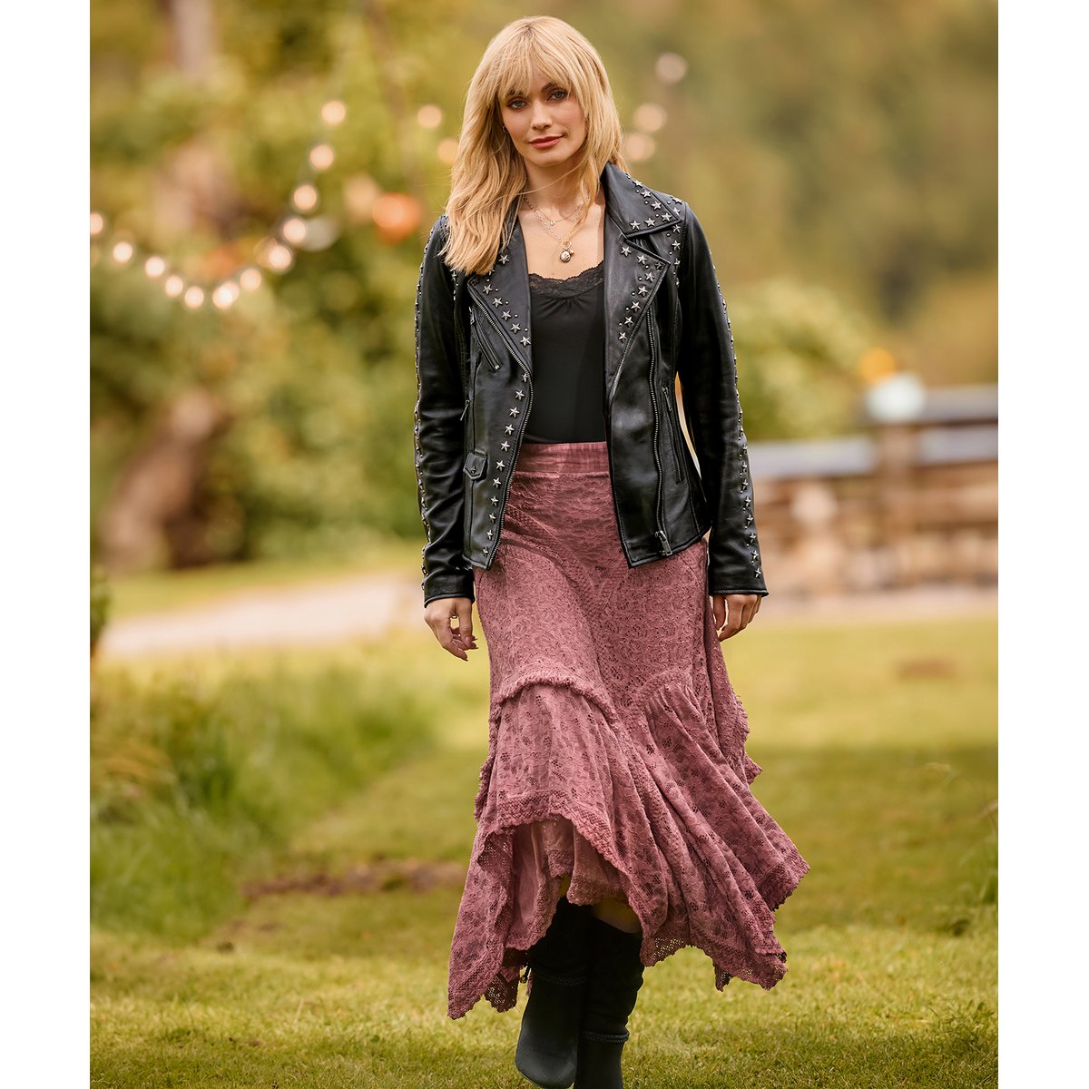 Jupe Longue en Dentelle Premium Boutique rose, JOE BROWNS