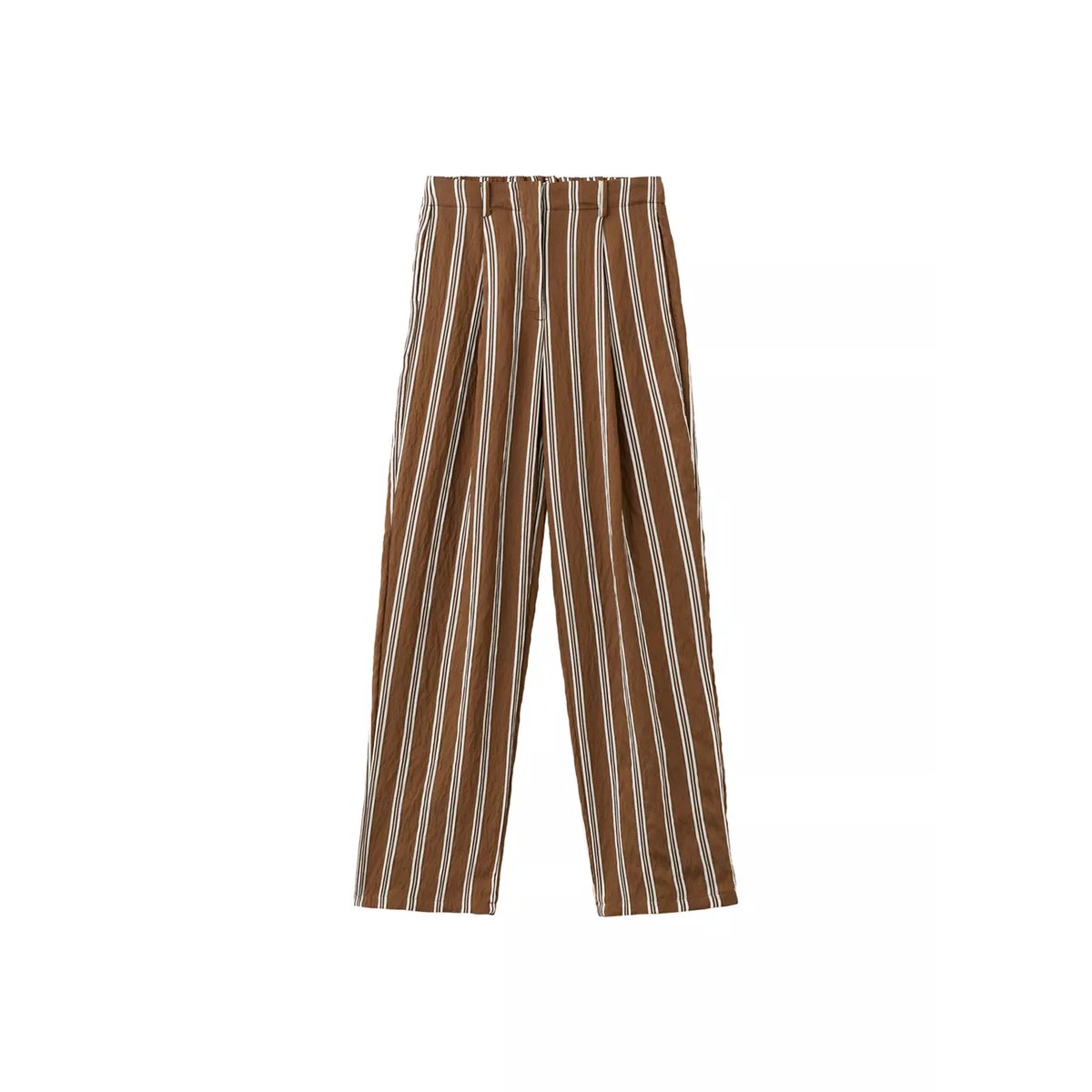 Pantalon rayures pinces marron, MANGO