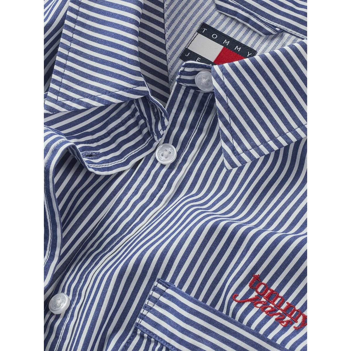 Gestreiftes Hemdblusenkleid blau, TOMMY JEANS