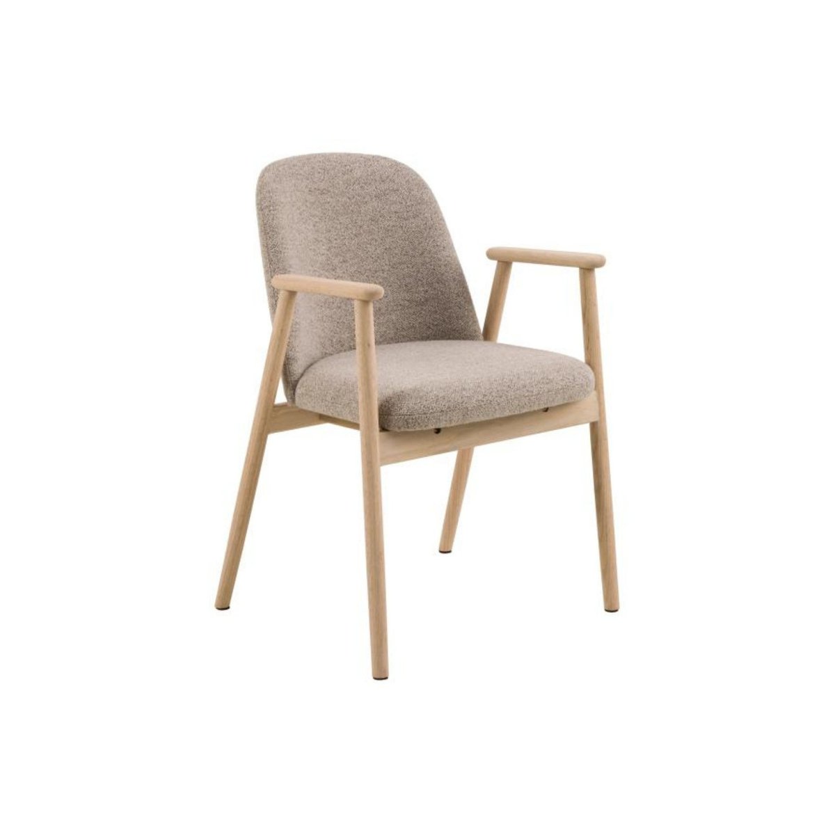 Chaises en chêne blanchi et tissu bouclette beige (lot de 2) - LEA beige, HELLIN, DEPUIS 1862