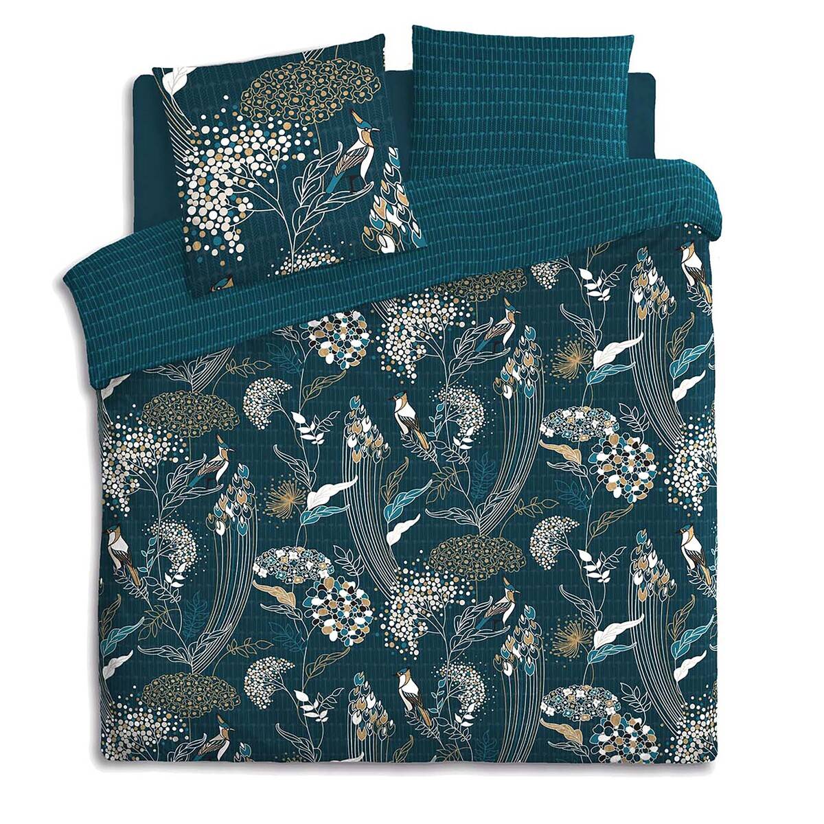 Parure de lit ART DÉCO PAON bleu, ATMOSPHERA