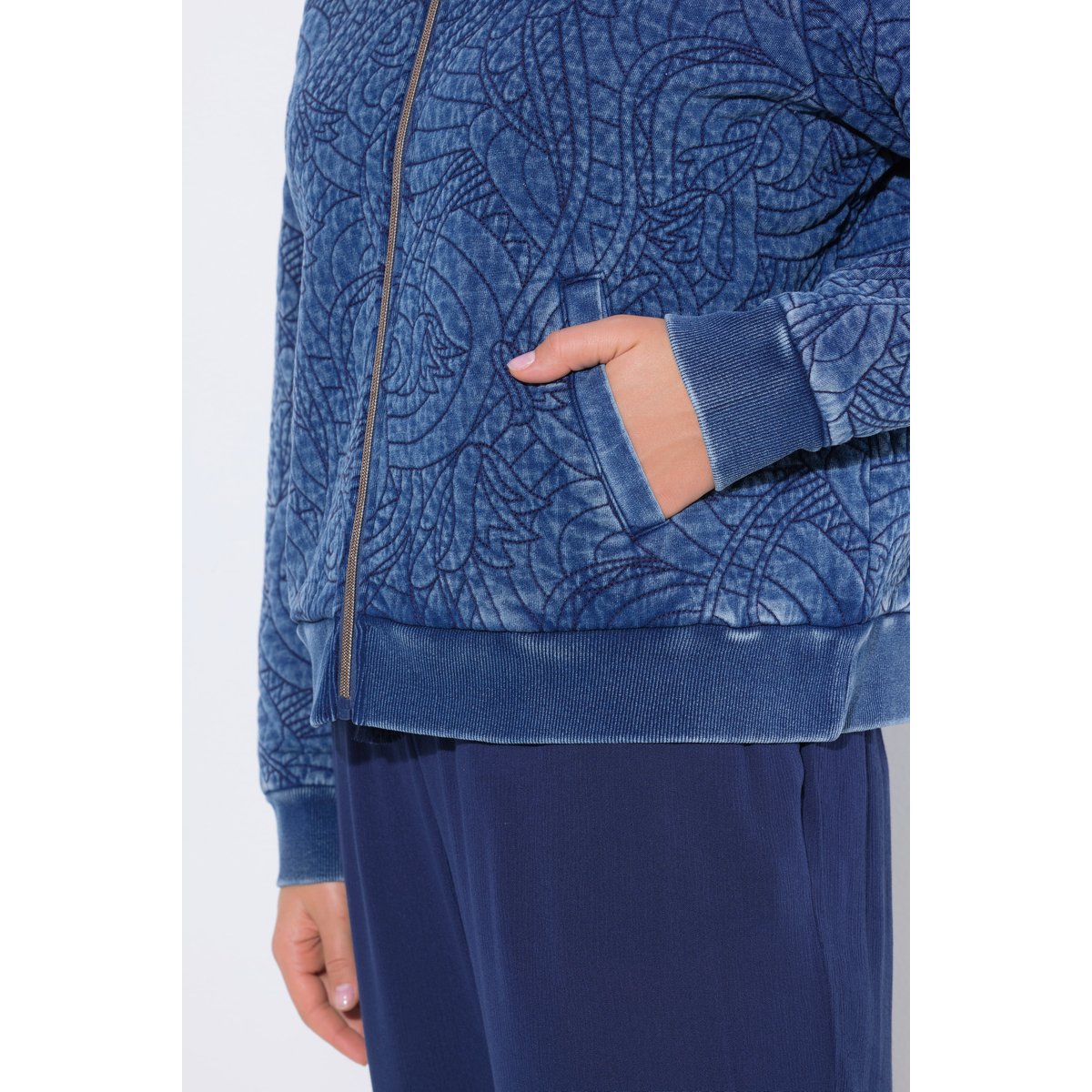 Blouson matelassé, teinture indigo bleu jean, ULLA POPKEN
