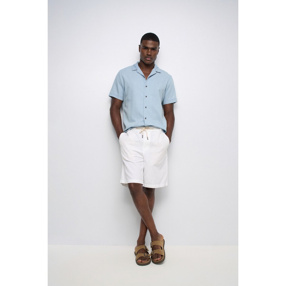 CHEMISE À MANCHES COURTES EN DENIM LÉGER bleu cobalt, SALSA JEANS