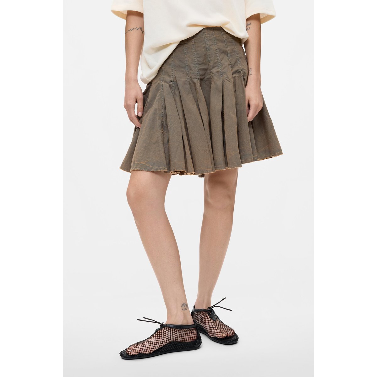 Jupe plissée 100 % coton noir, DESIGUAL