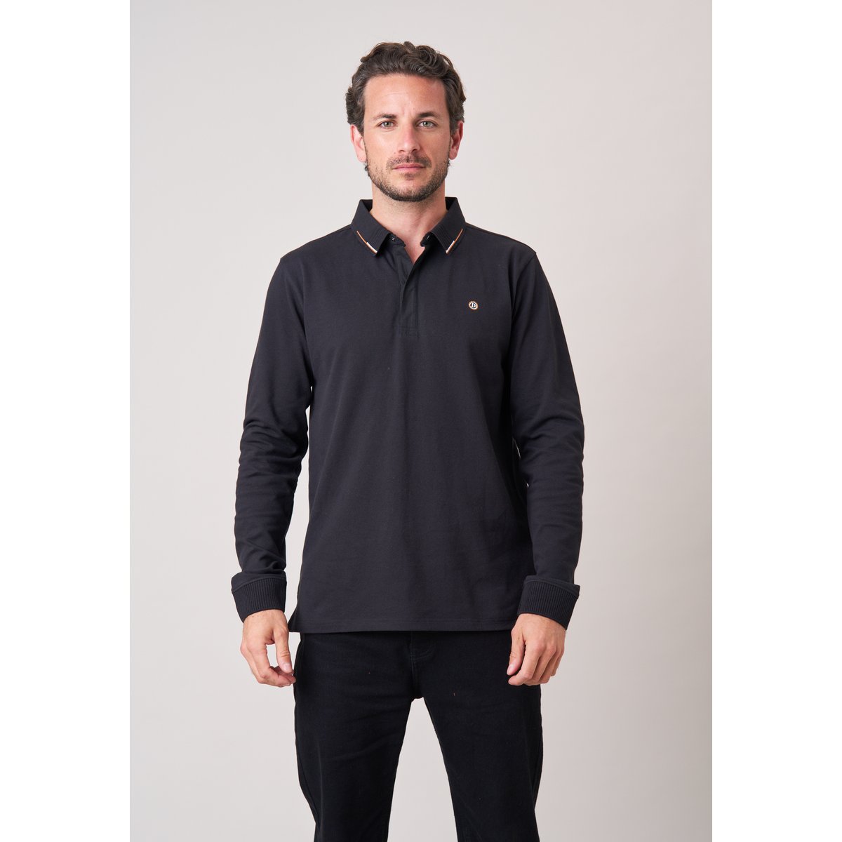 Polo regular homme en coton piqué RAWHIDE black, DEELUXE