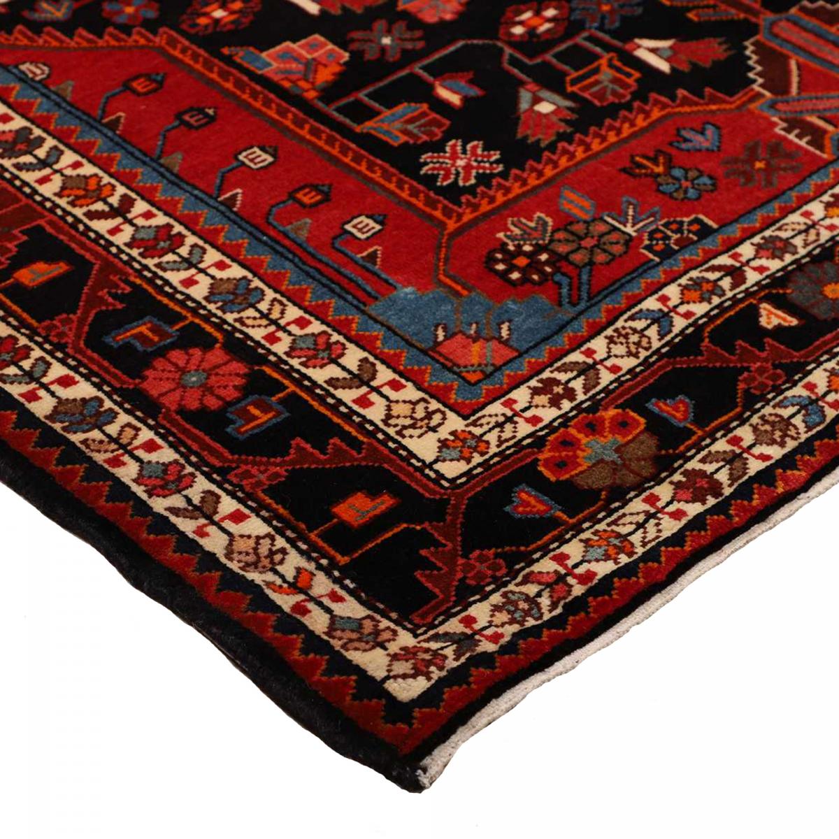 Tapis d'orient, motif oriental, noué main en laine, HAMADAN 28 rouge, bleu, noir, UN AMOUR DE TAPIS