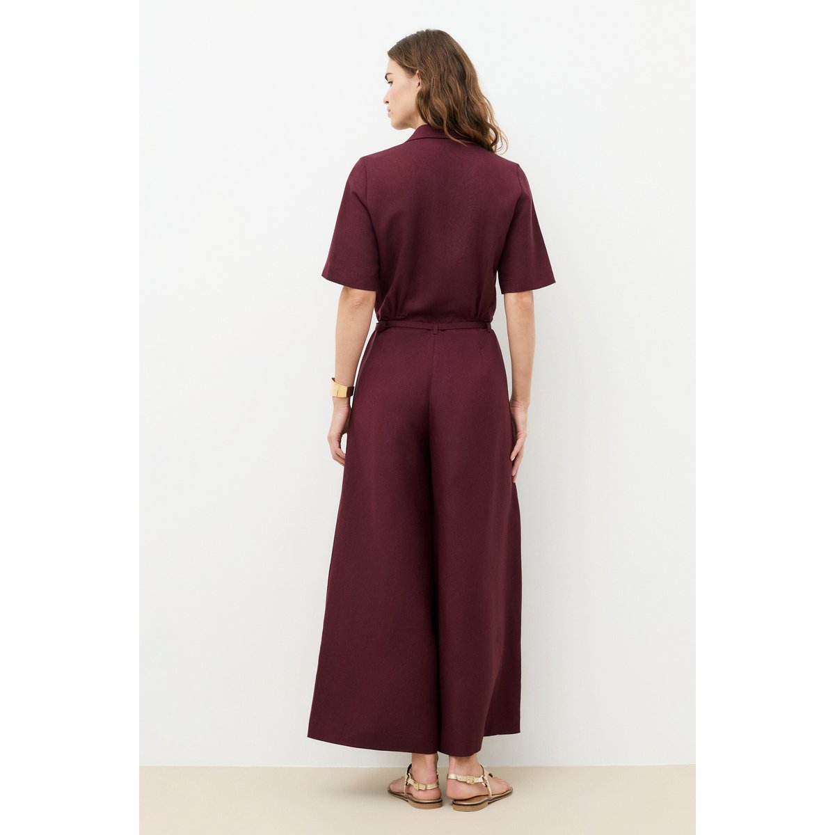 Combinaison ample lin COMBINAISON CAJOU2 violet foncé, CAROLL