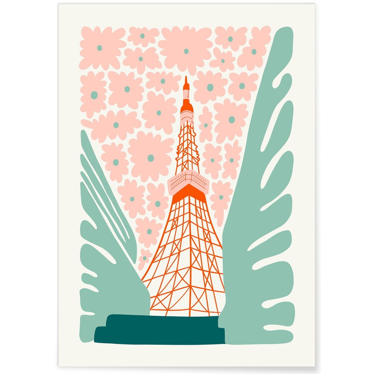 Affiche Japon Tokyo Tower blanc, L'AFFICHERIE