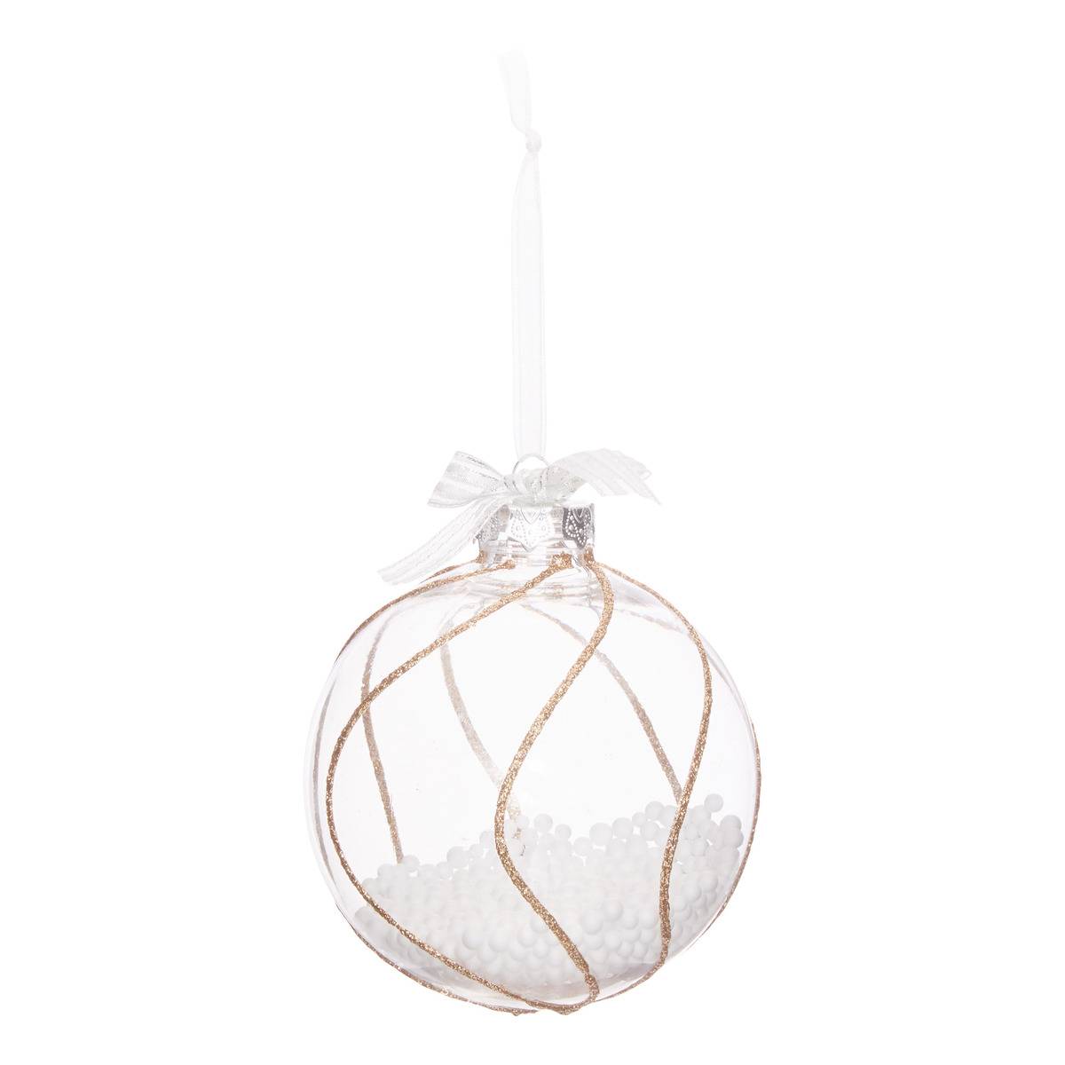 Boule intérieur billes D.10 cm modèle c, FEERIC LIGHTS & CHRISTMAS