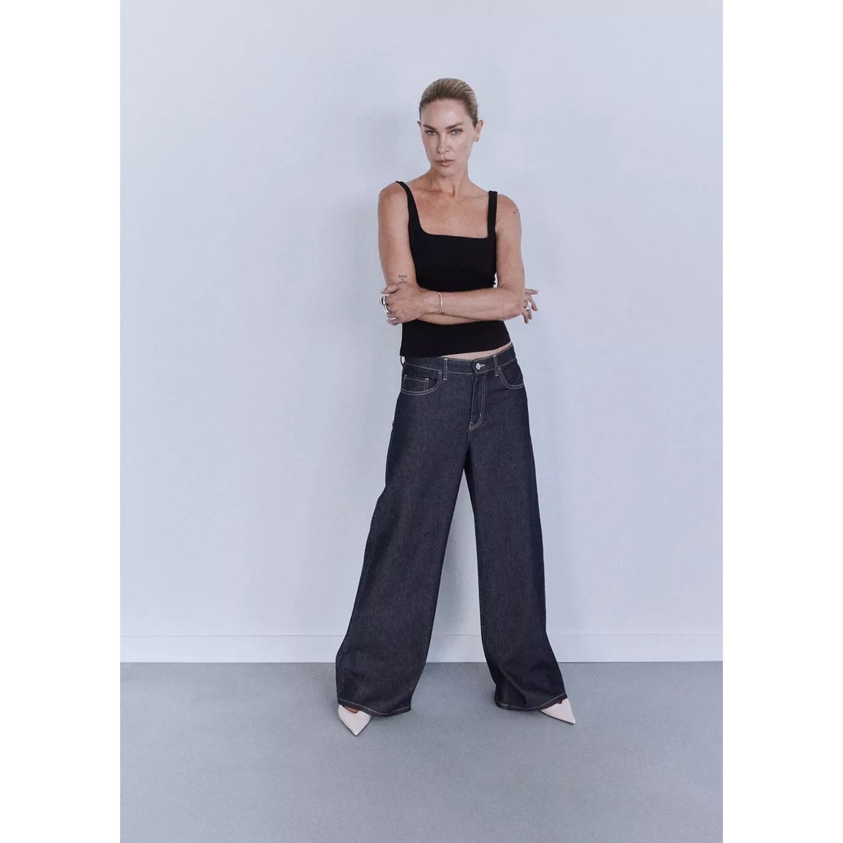 Jean large taille normale bleu, MANGO