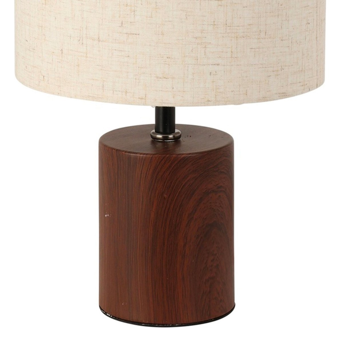 Lampe à poser céramique effet bois et abat-jour beige 18x18x30cm bois, WADIGA