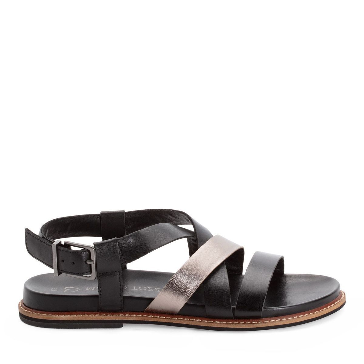 Sandale en cuir noir combiné, MARCO TOZZI