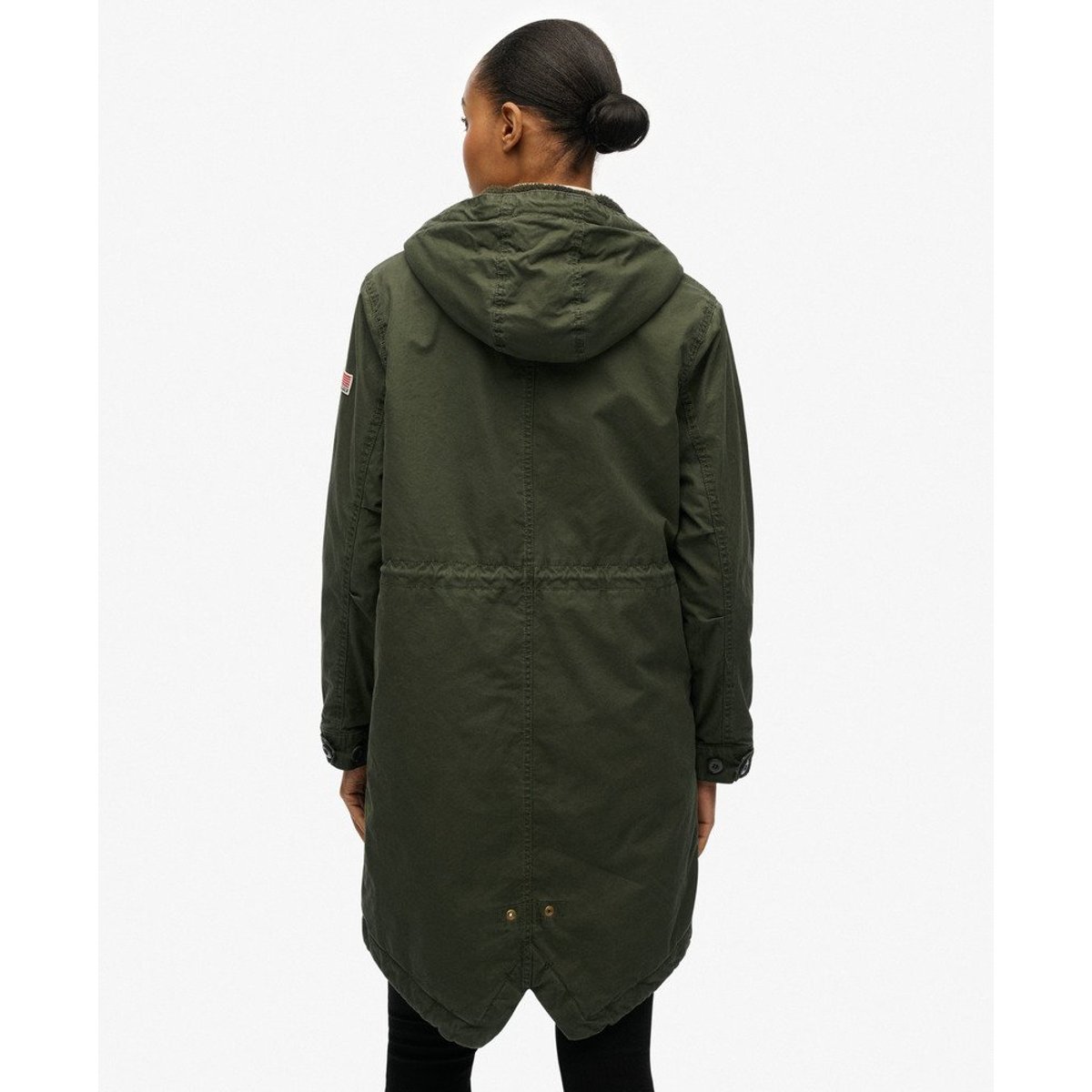 Parka Fishtail Militaire à Doublure Borg kaki militaire, SUPERDRY