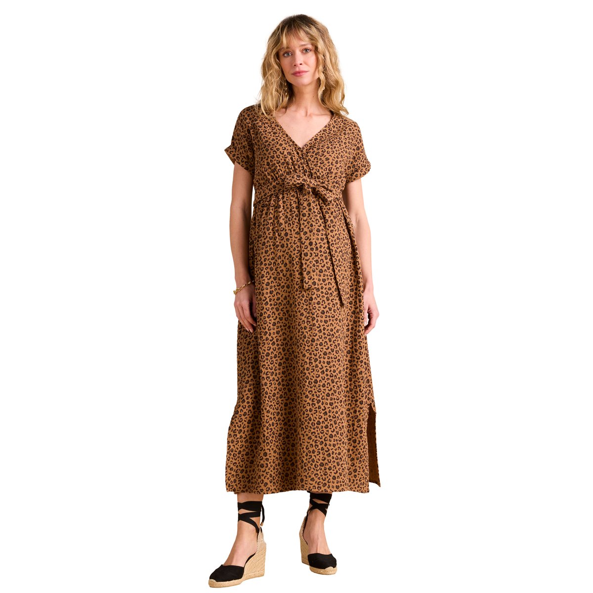 Robe longue grossesse en gaze de coton beige, ENVIE DE FRAISE