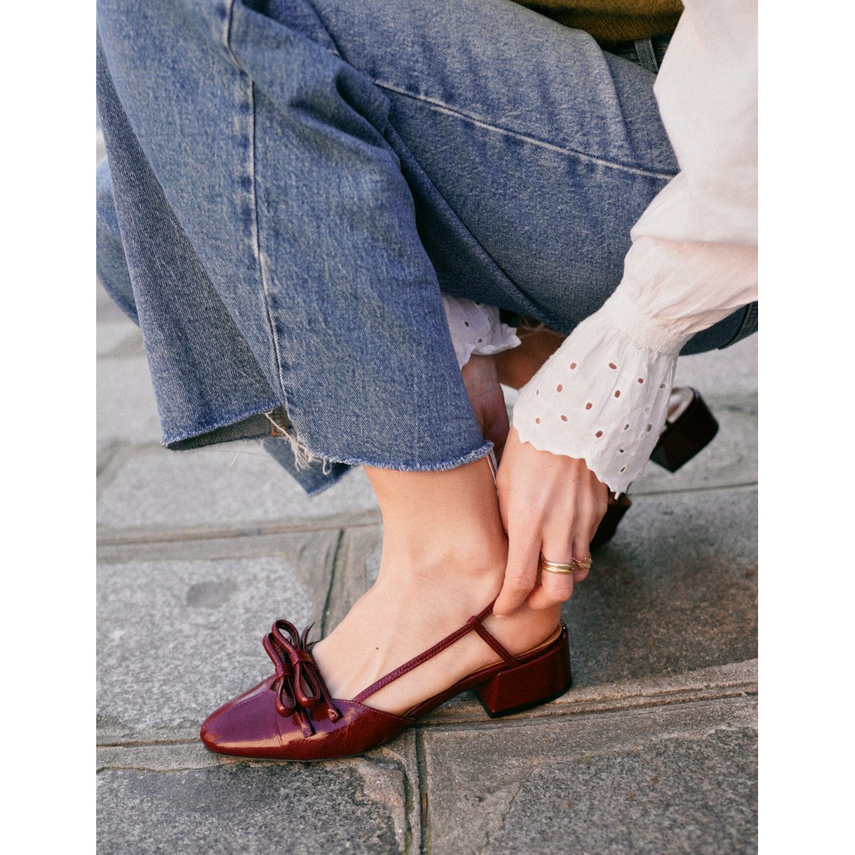 Escarpins IREN cuir plissé bordeaux, ODAJE