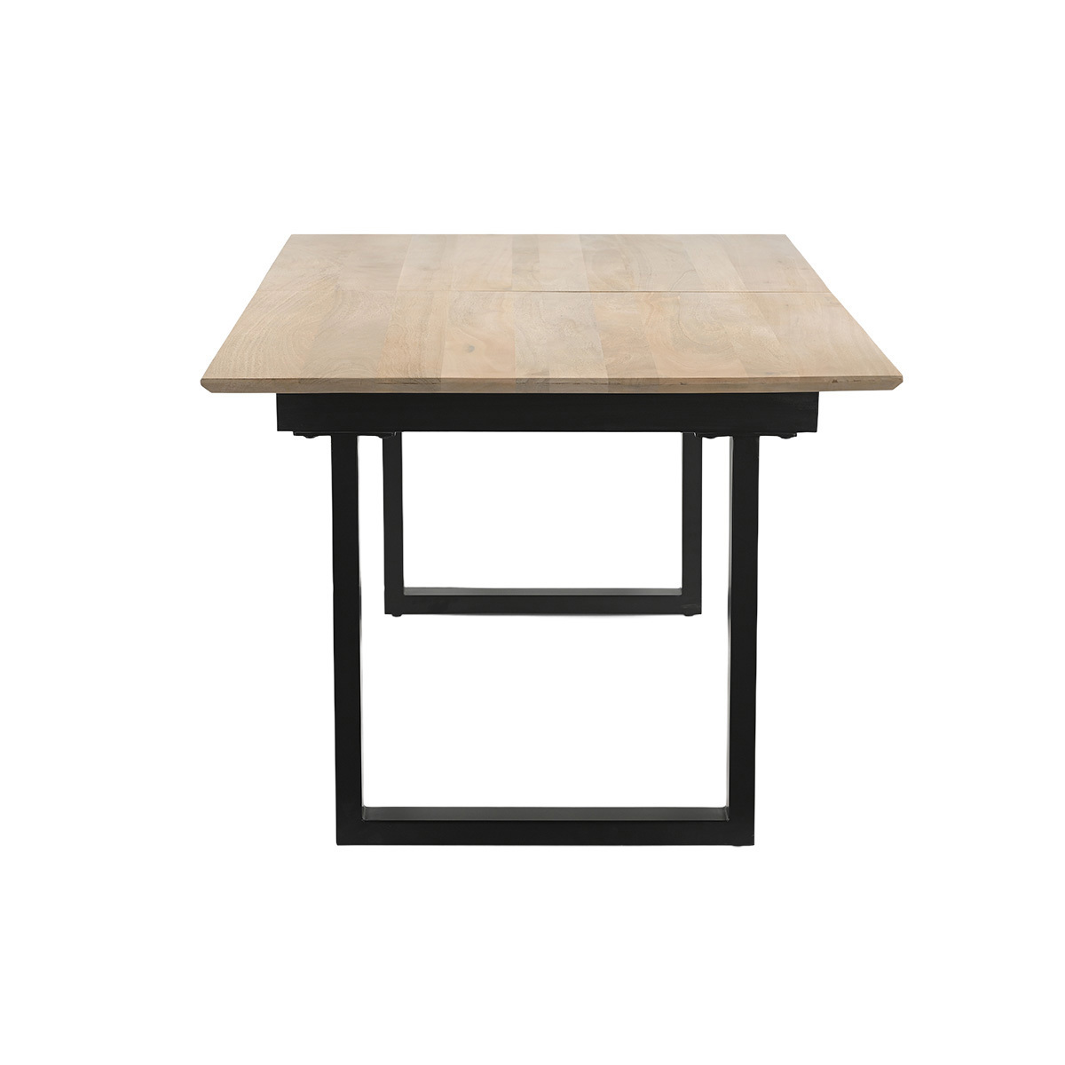 Table à manger extensible en bois clair manguier massif et métal noir L180-220 cm BRAVA couleur unique, MILIBOO
