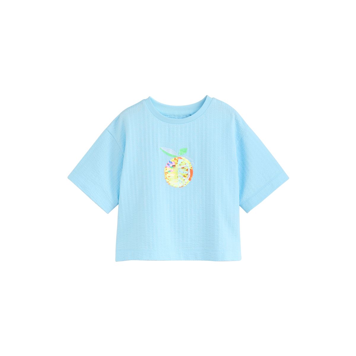 T-shirt droit oversize texturé à sequins bleu orange, NEXT