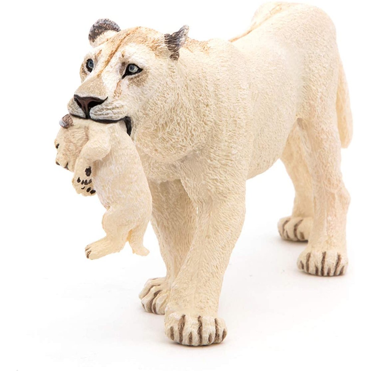 Figurine Lionne blanche avec son bébé lionceau blanc, PAPO