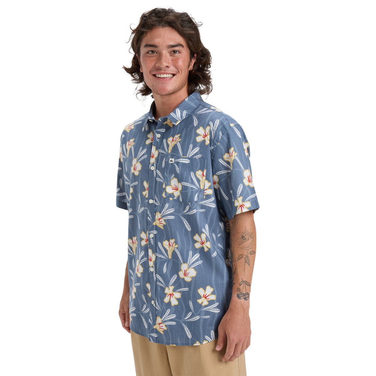 Chemise manches courtes APERO CLASSIC bleu china blue dusty floral, QUIKSILVER