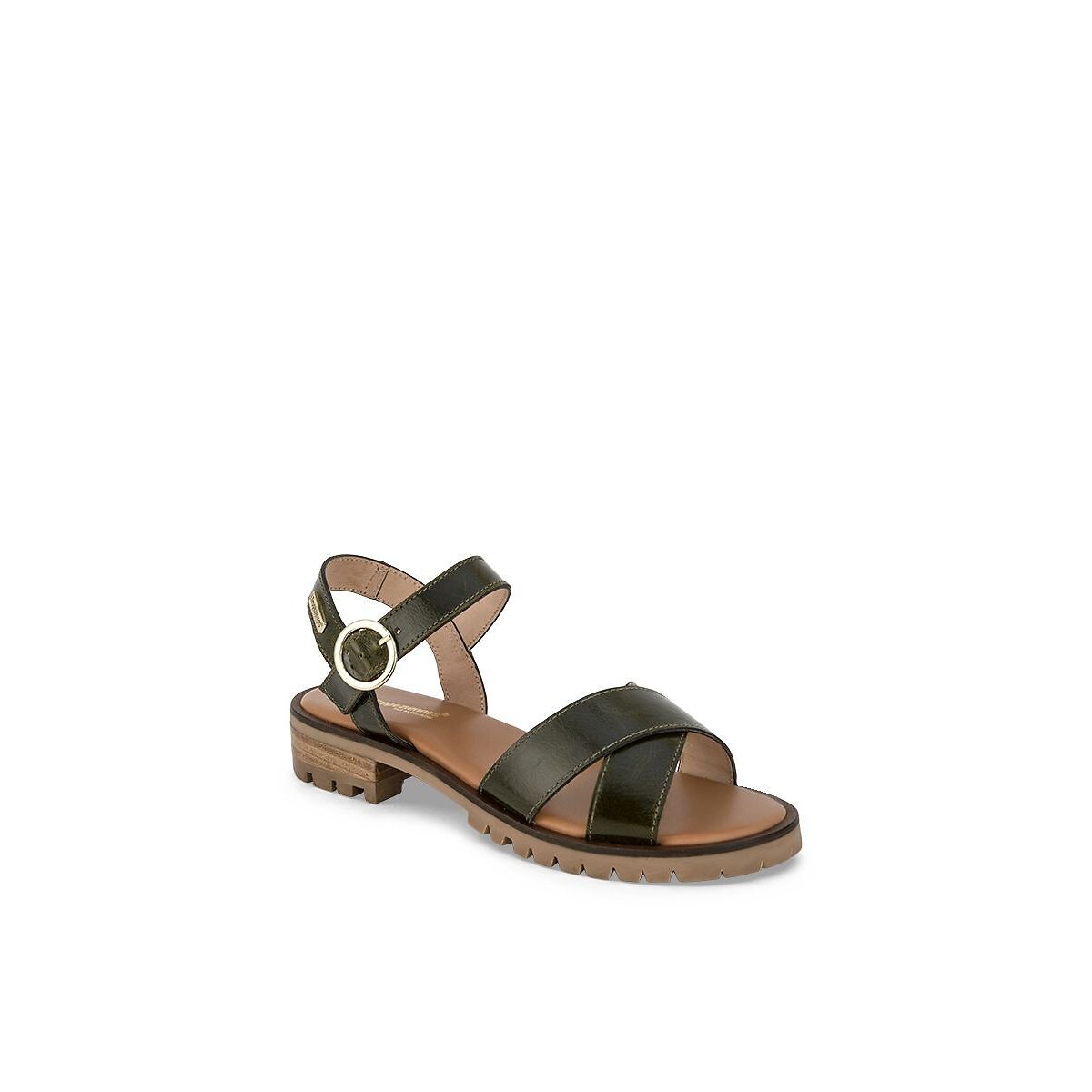 Heagle Flat Leather Sandals khaki, LES TROPEZIENNES PAR M.BELARBI