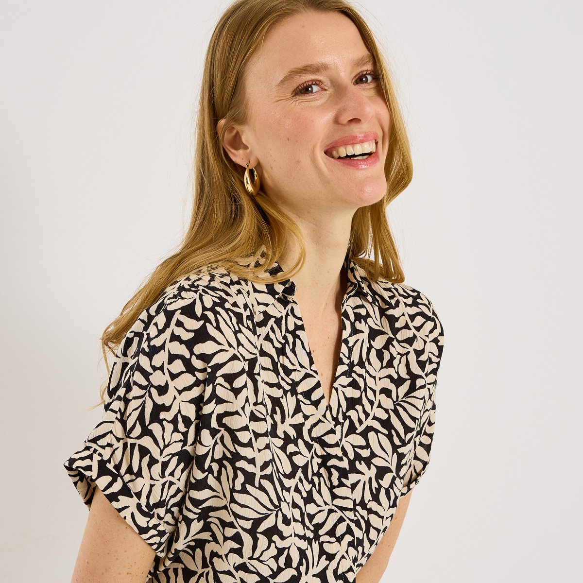 Chemise fluide imprimé bicolore noir, GRAIN DE MALICE
