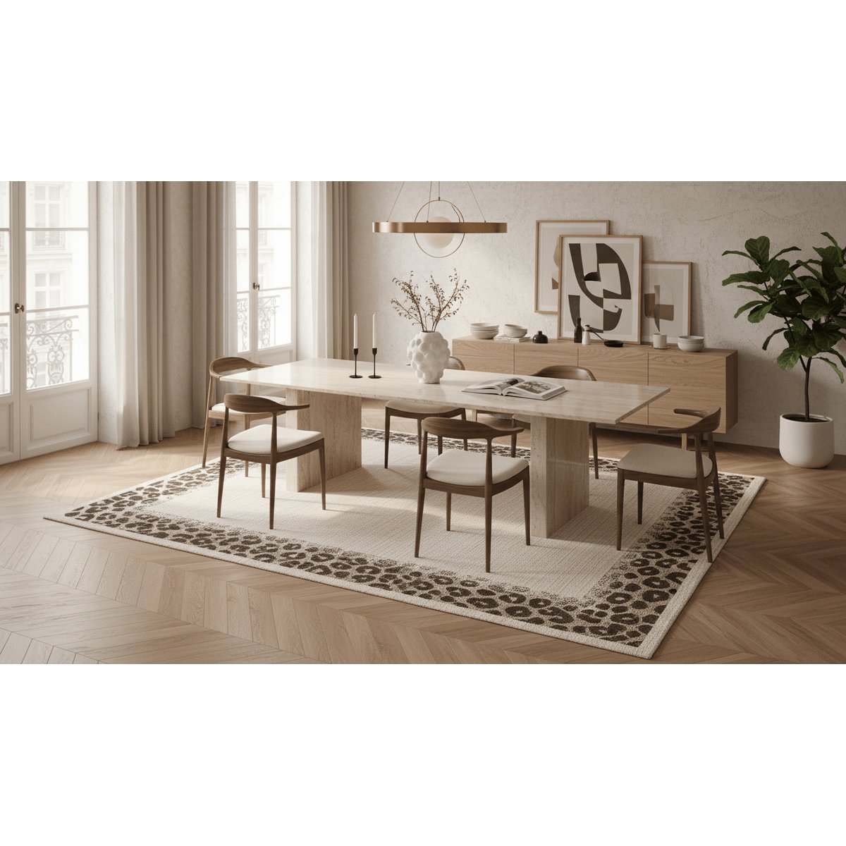 Tapis doux au design léopard WILD beige sable, AFK LIVING