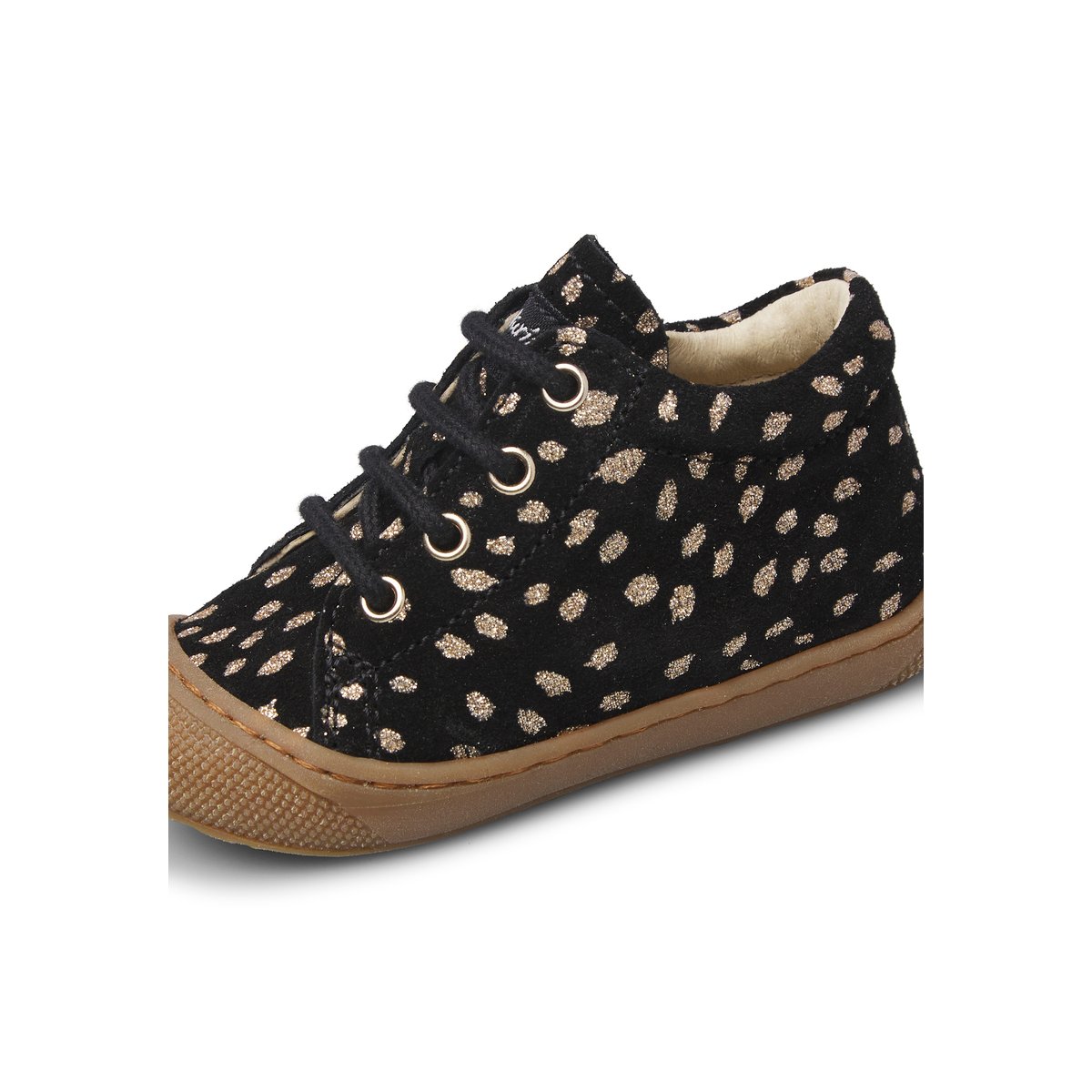 Chaussures premiers pas en suède avec fermeture éclair COCOON ZIP noir-platine, NATURINO