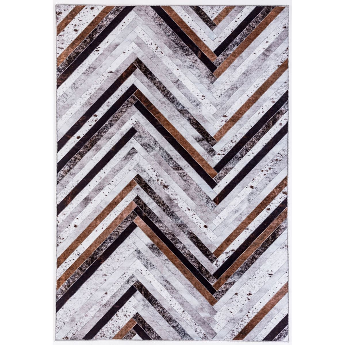 Tapis imprimé Serena, aspect cuir, plat gris, GINO FALCONE