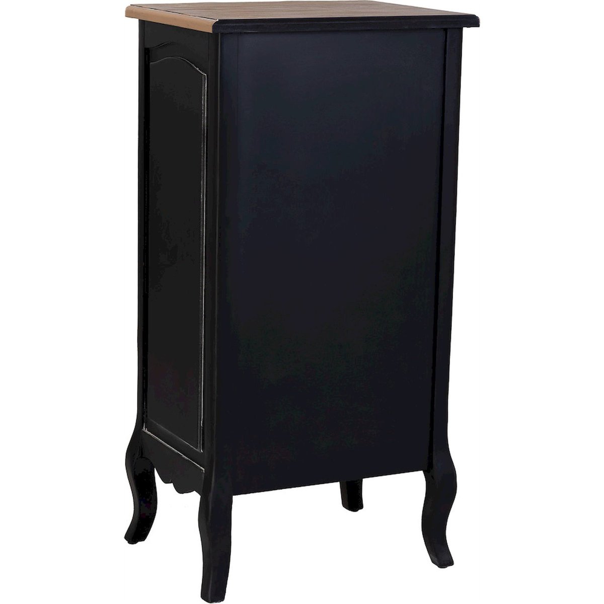Chiffonnier en bois finition laquée rectangulaire noir laqué et bois naturel, RECOLLECTION