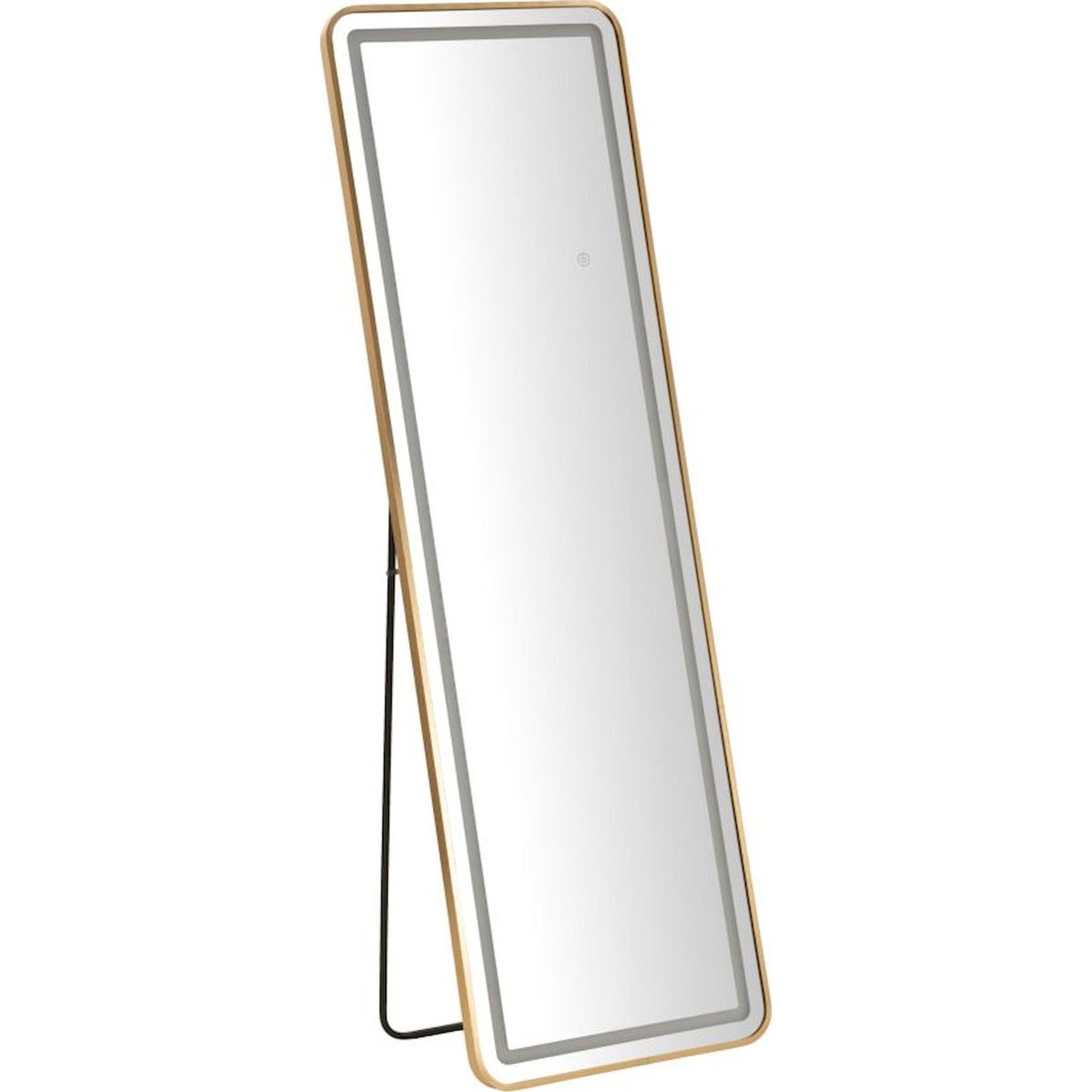 Miroir sur pied rectangulaire LED doré, RECOLLECTION