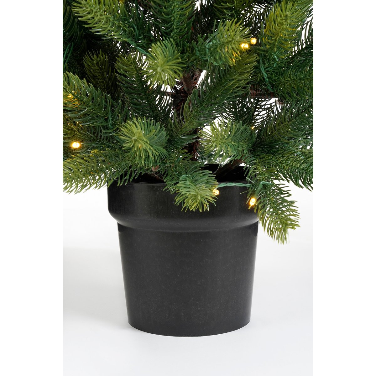 Lot de 2 sapins de Noël et 1 couronne d’extérieur avec LED NAGOYA blanc, BLACK BOX TREES