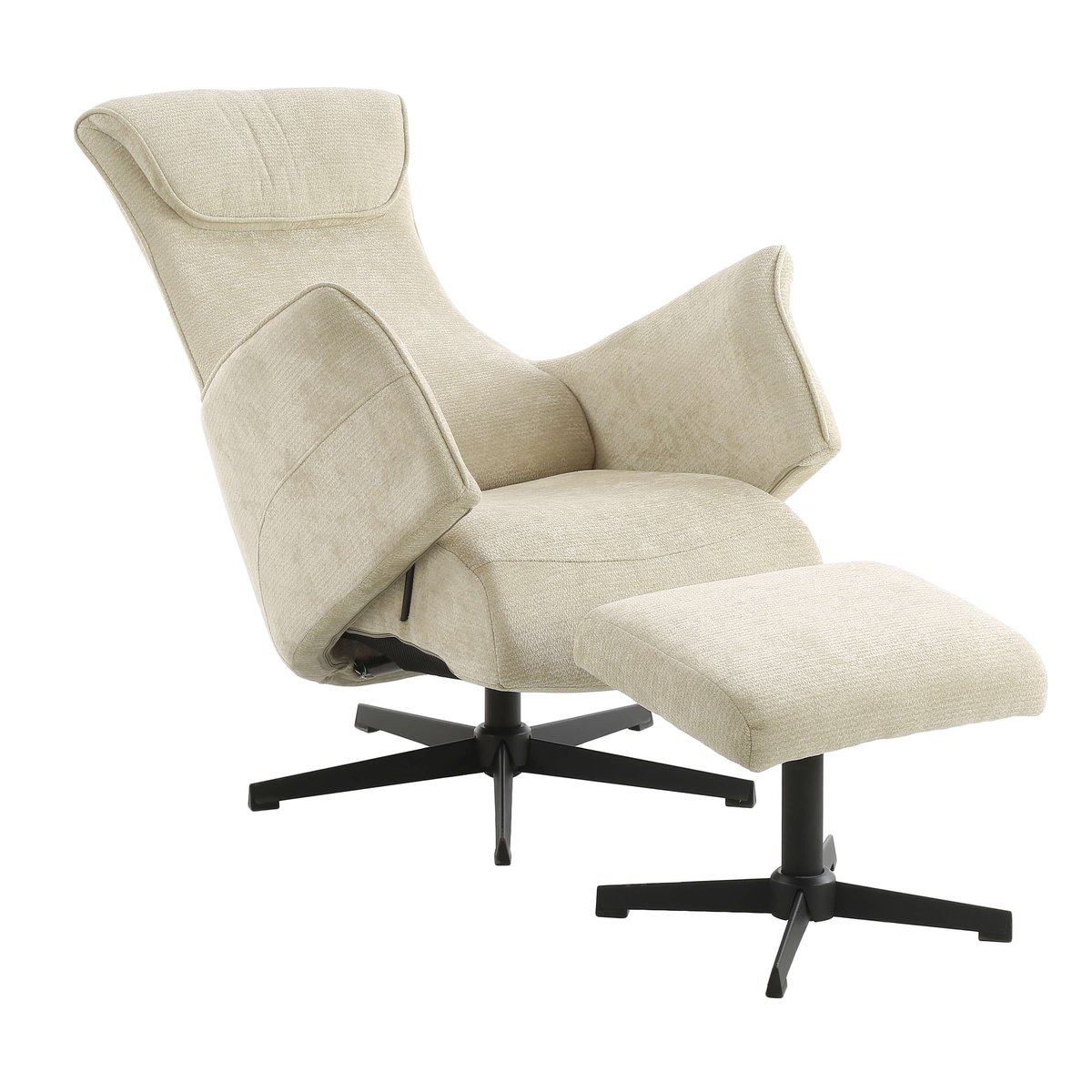 Fauteuil relax + repose-pieds tissu RIGEL beige, BAÏTA