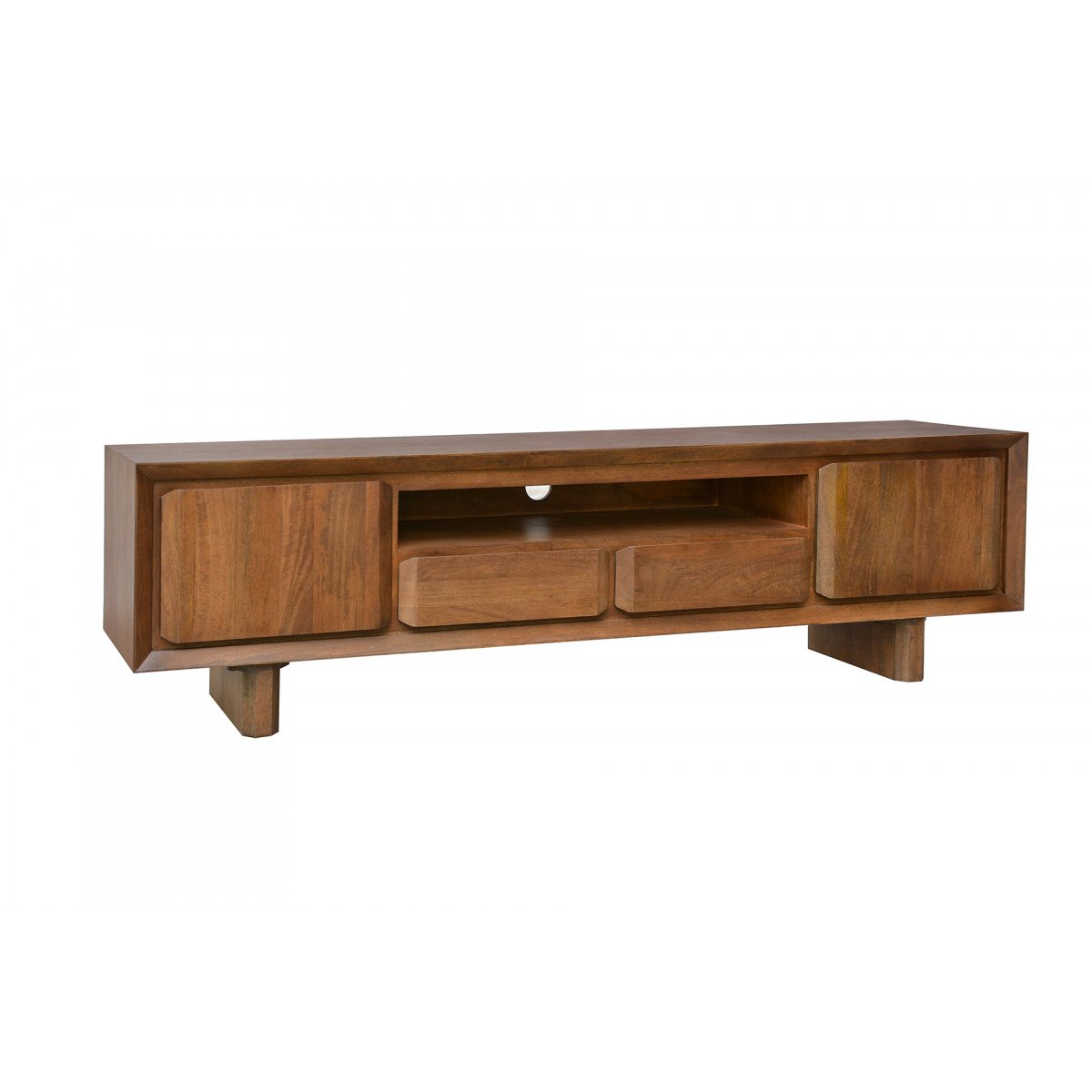 Meuble TV 200 cm bois massif, BELLECOUR marron foncé, BOBOCHIC
