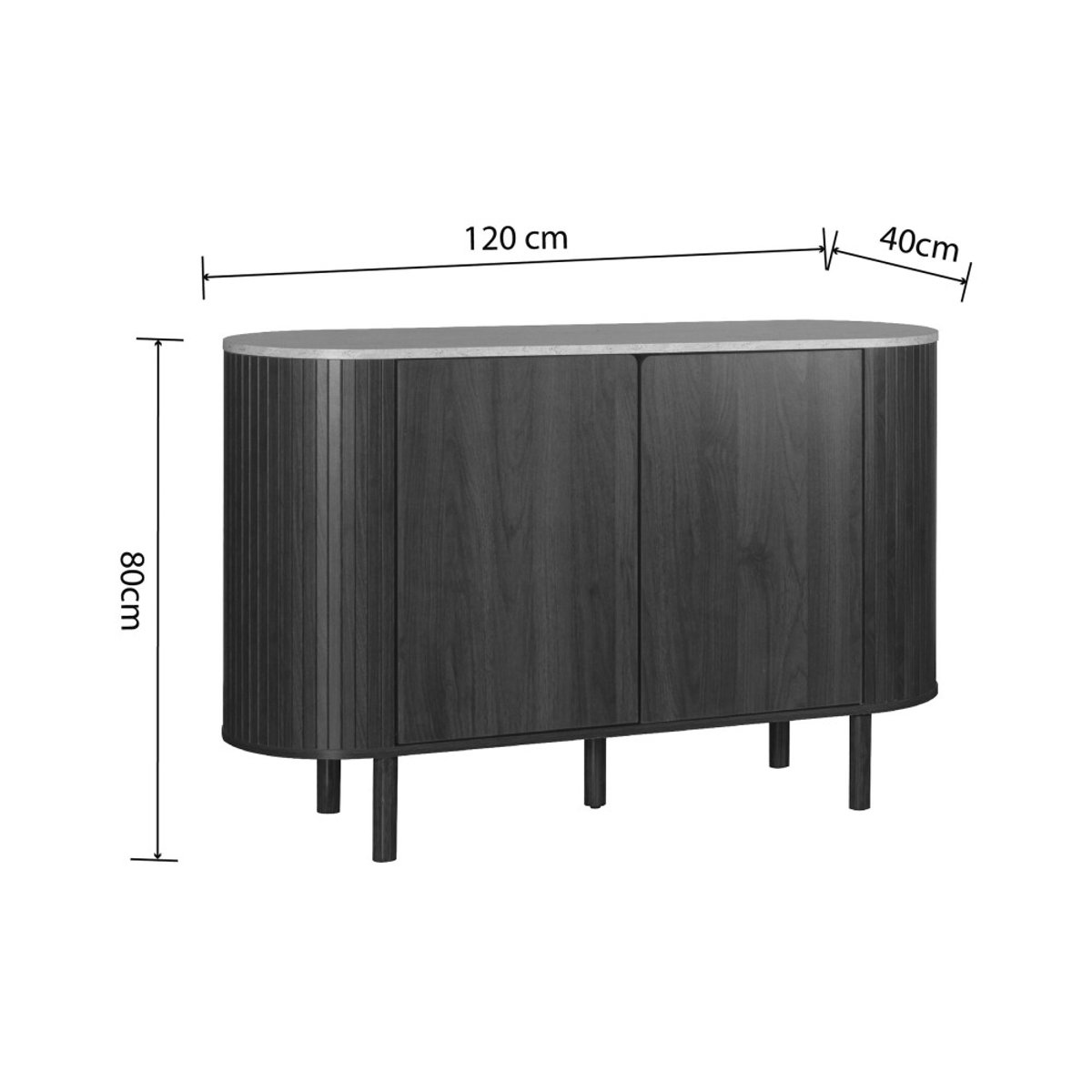 Buffet 2 portes en bois effet travertin L 120 cm- ALMA bois foncé, DRAWER