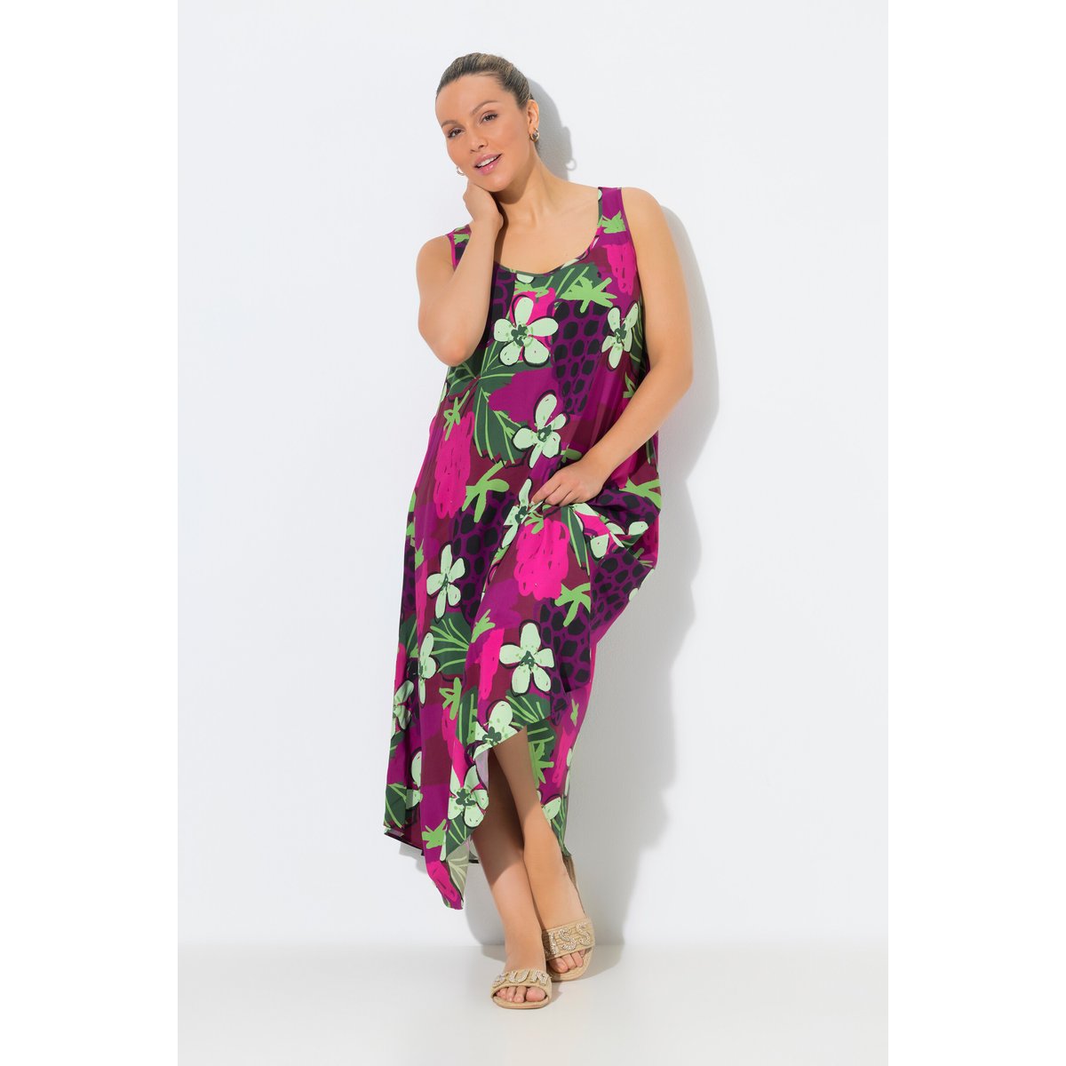 Robe midi sans manches rouge vin, ULLA POPKEN