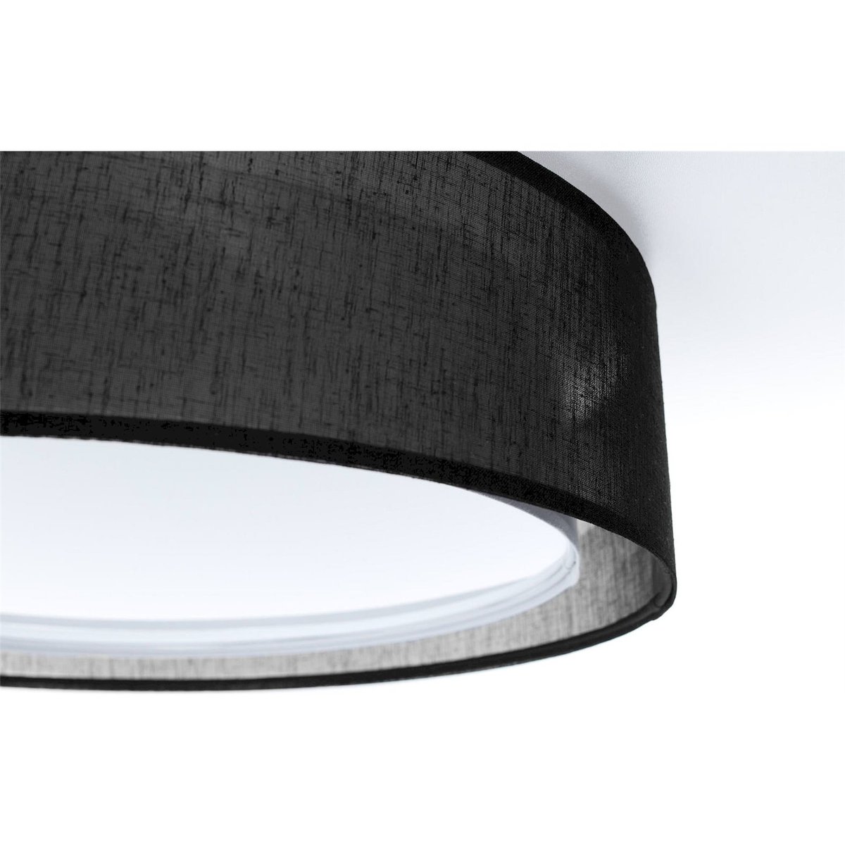 Plafonnier rond en tissu lumière douce Puro noir tissu semi transparent, BPS KONCEPT