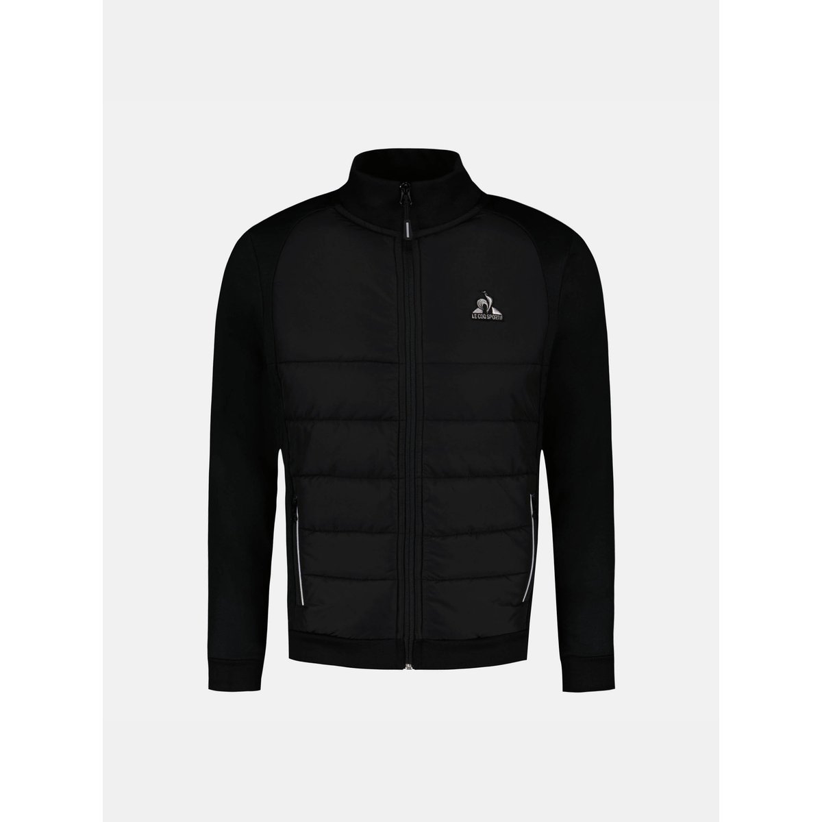 Veste zippée matelassée bi-matière avec détail tricolore Hybride black, LE COQ SPORTIF