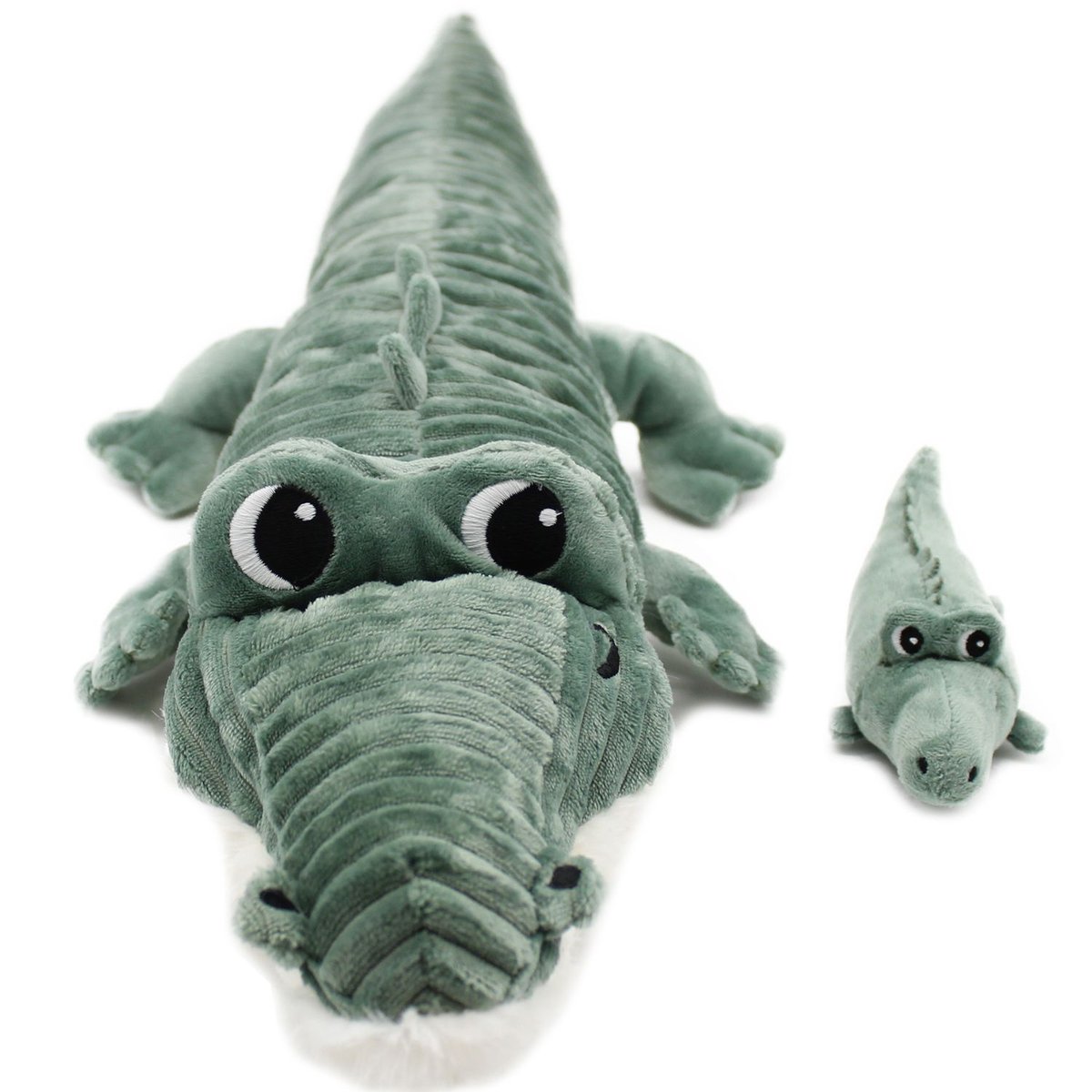 Peluche Croketou le crocodile maman et bébé bleu, blanc, LES DEGLINGOS