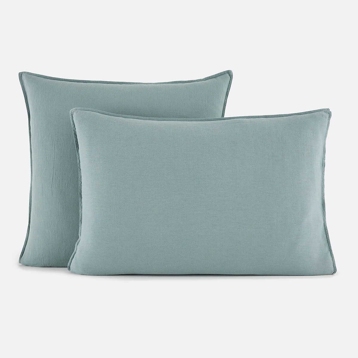 Marnie Plain Pillowcase in Washed Cotton/Linen grey blue, LA REDOUTE INTERIEURS