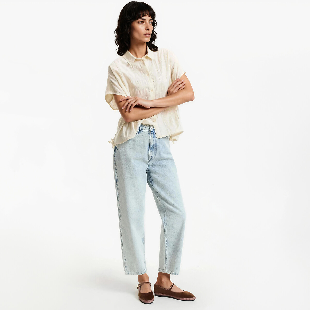 Chemise ample manches courtes ecru, LA REDOUTE COLLECTIONS