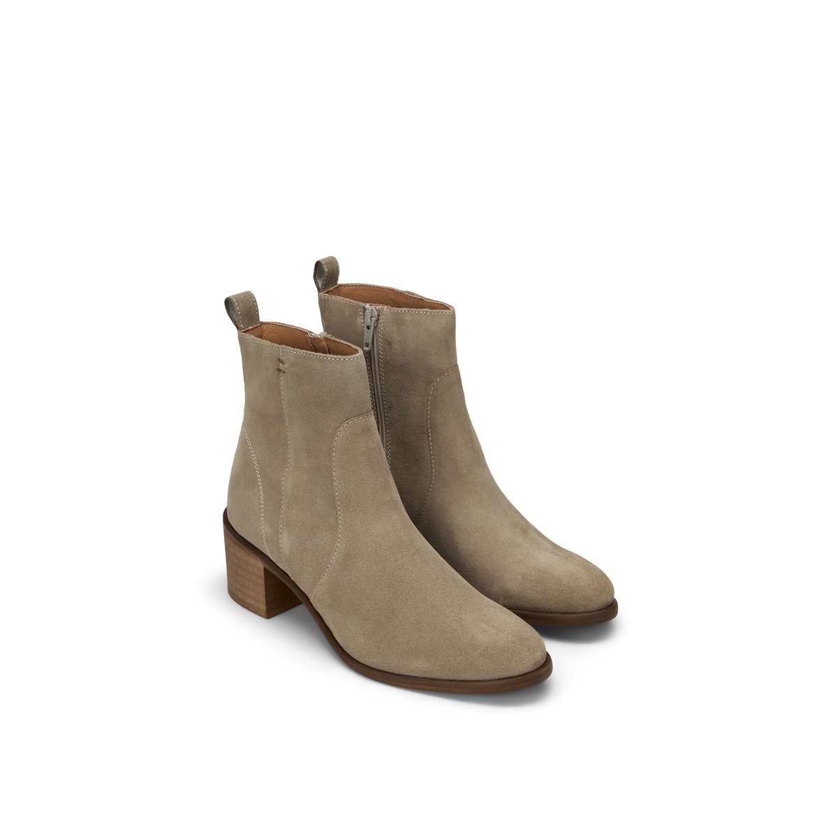 Bottines Modèle Marcia en cuir velours doux marron clair, MARC O'POLO