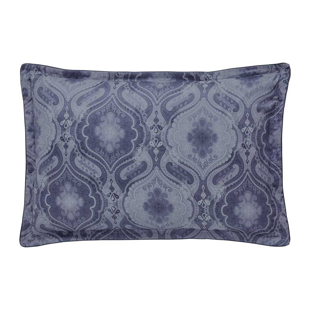 Taie d'oreiller imprimée en satin de coton bio, SHALIMAR bleu marine, ALEXANDRE TURPAULT