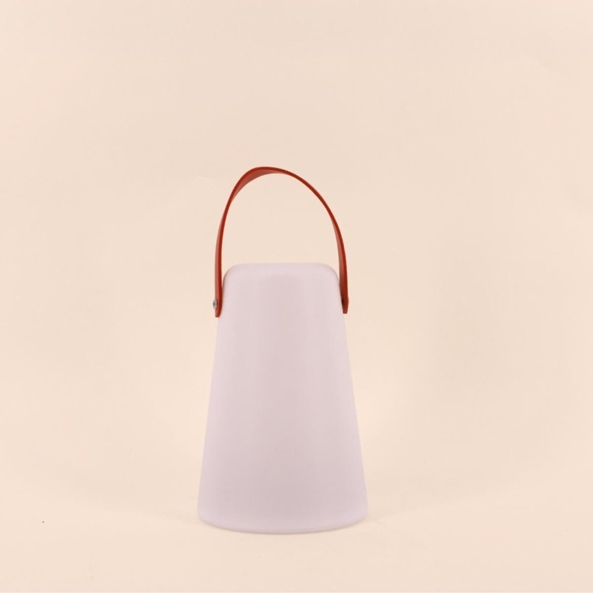 Lanterne led anse effet cuir à piles 20x14cm blanc, ORNAMI
