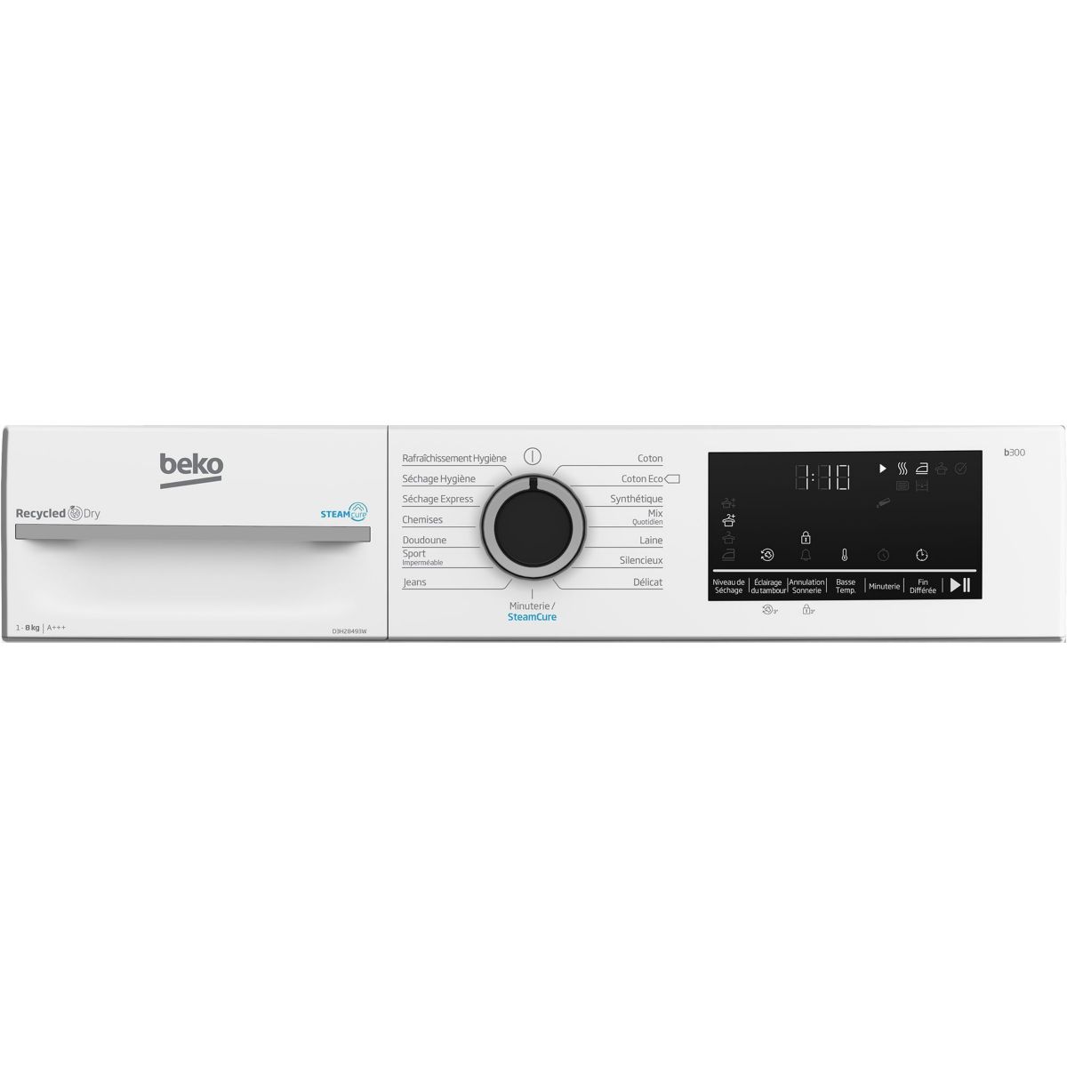Sèche linge pompe à chaleur D3H28493W couleur unique, BEKO