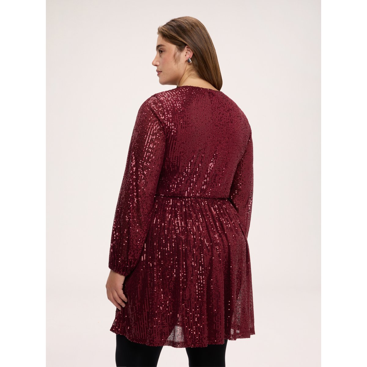 Robe à col croisé entièrement pailletée burgundy, FIORELLA RUBINO