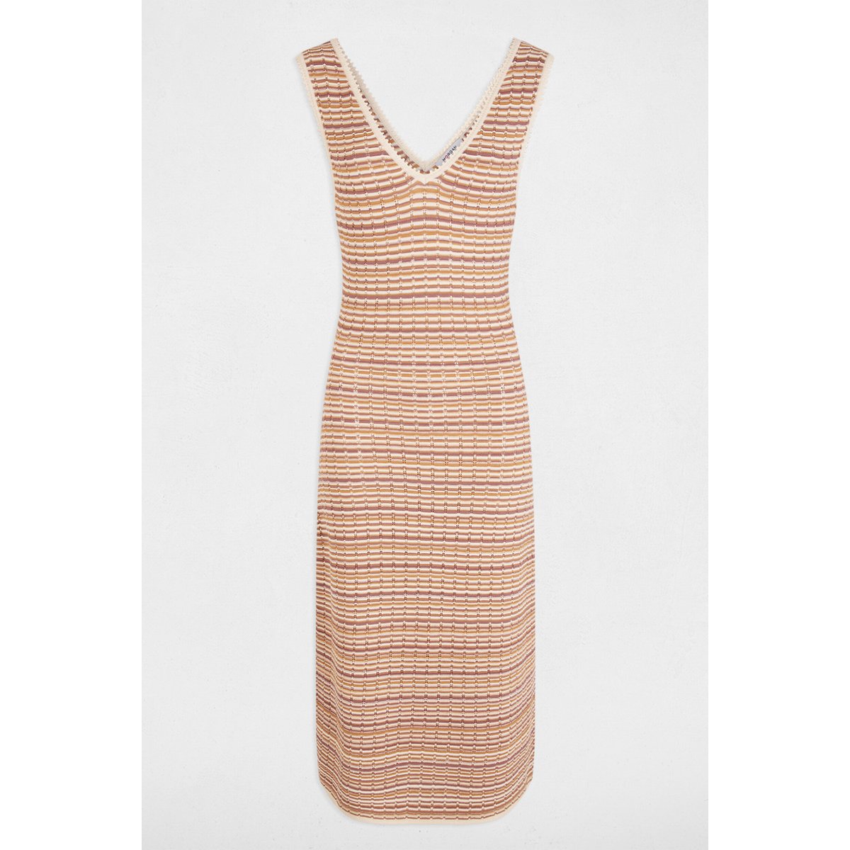 Robe tricot col v beige, MORGAN