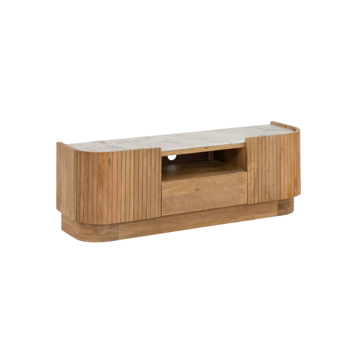 Meuble TV en bois de manguier ADLER bois clair, MADE IN MEUBLES