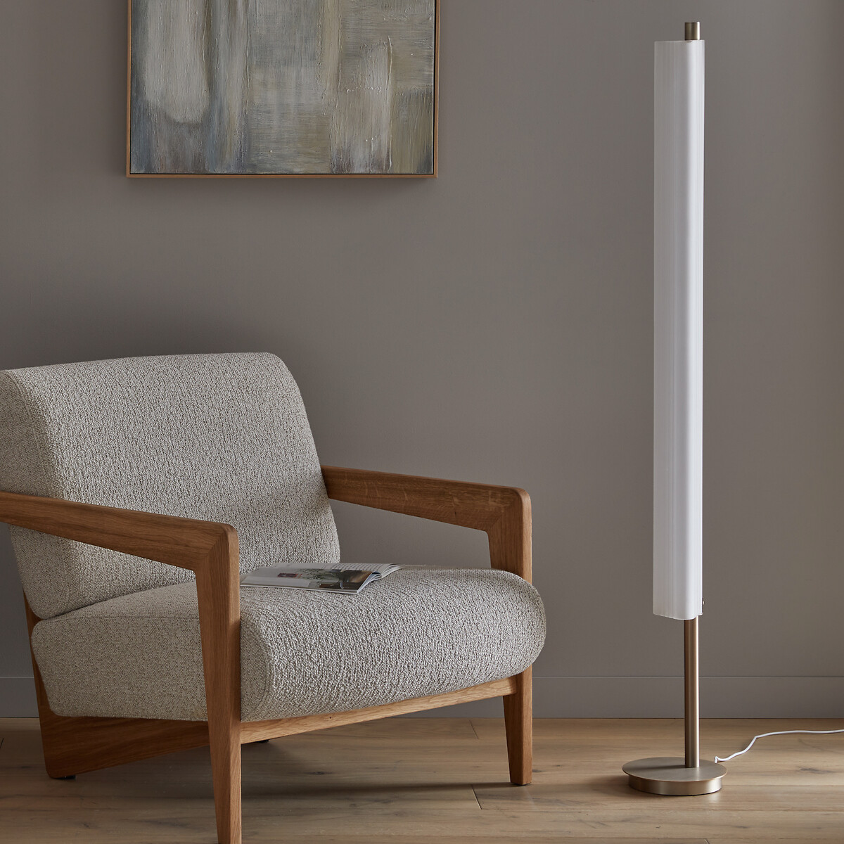 Lampadaire verre sablé, STROZZI champagne, AM.PM X EMMANUEL GALLINA