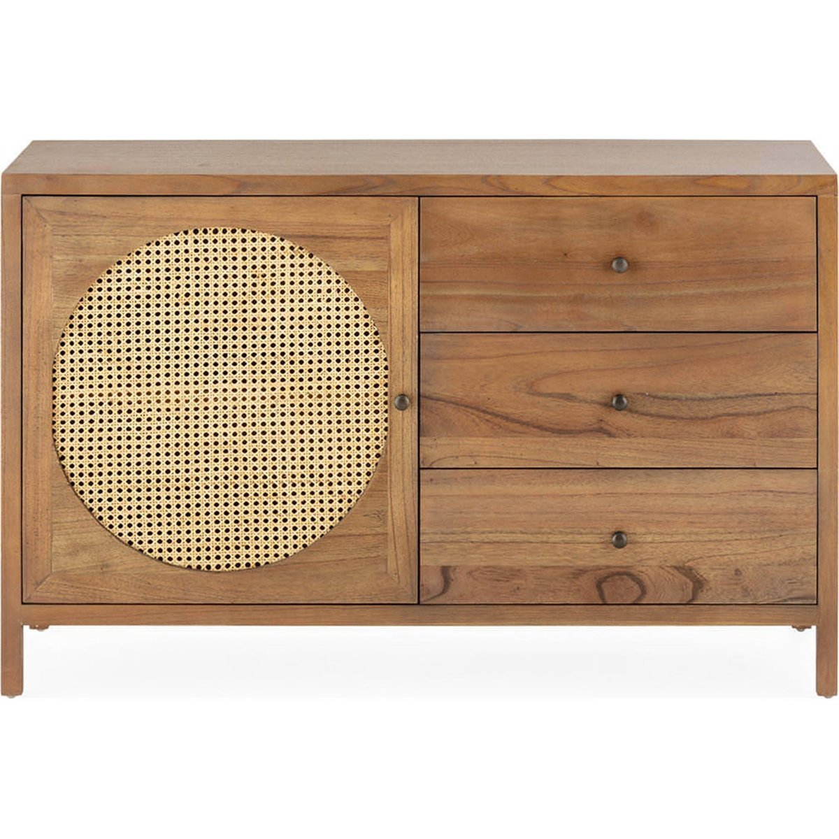 Buffet en bois de cèdre et rotin tressé brun miel et naturel, RECOLLECTION